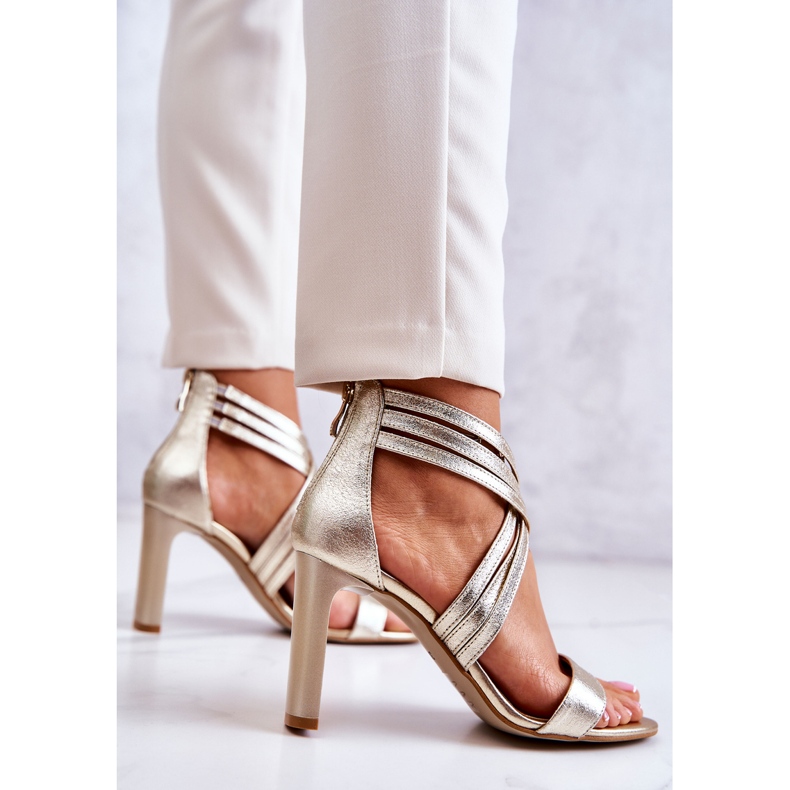 Lewski Shoes Sandali da donna in pelle con cerniera Scarpe Lewski 3138 Golden d'oro 2