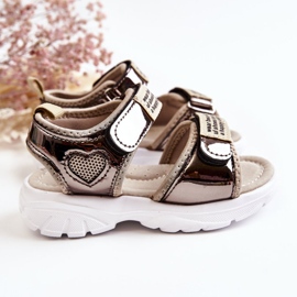 PJ2 Sandali Da Bambino In Pelle Con Velcro Amoss Oro Scuro marrone d'oro 2