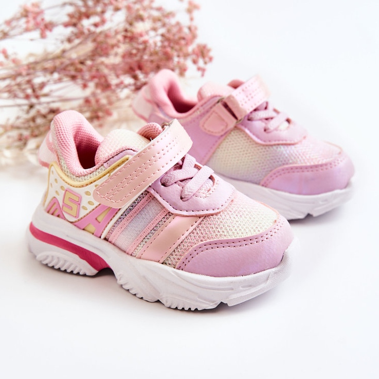 PJ2 Scarpe Sportive Leggere Per Bambini Con Velcro Rosa Akella 1