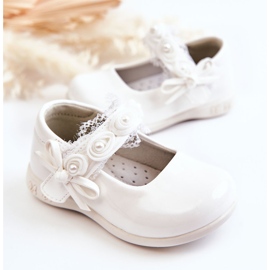 PA1 Ballerine Per Bambini Con Velcro Con Pizzo Bianco Evelyn 2