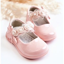 PA1 Ballerine Per Bambini Con Velcro Con Pizzo Rosa Evelyn 2