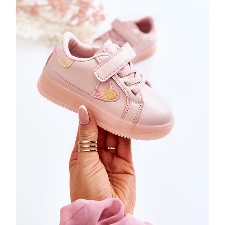 PA1 Scarpe Sportive Bambini In Pelle Con Velcro Baylene Rosa 1