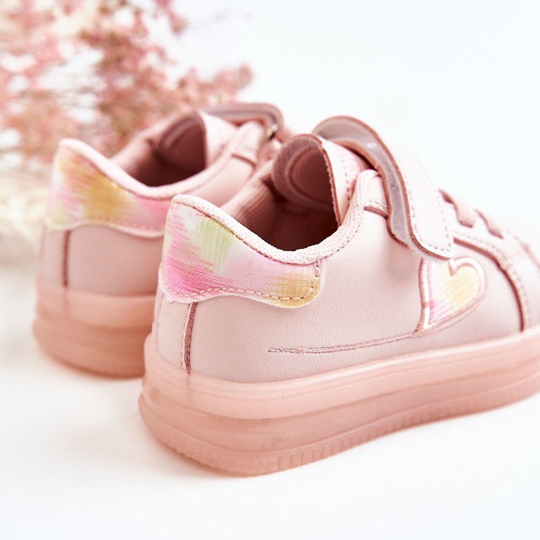 PA1 Scarpe Sportive Bambini In Pelle Con Velcro Baylene Rosa 2