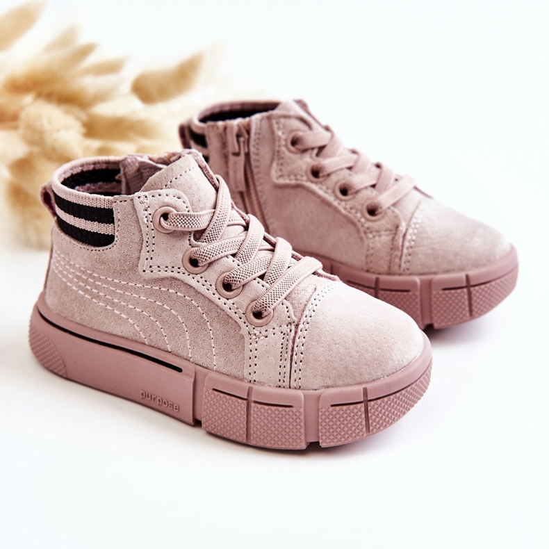 PA1 Sneakers alte per bambini con cerniera Boone rosa 1