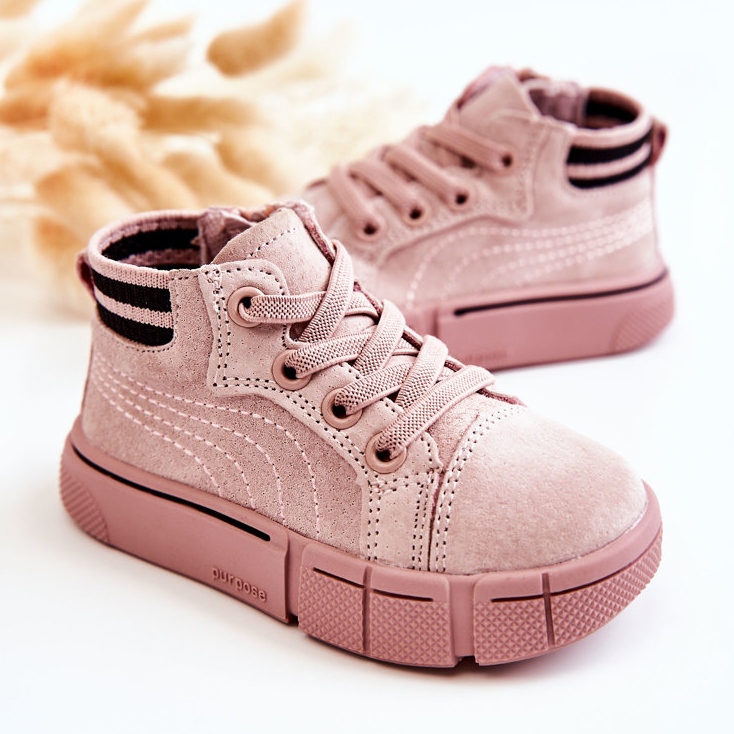 PA1 Sneakers alte per bambini con cerniera Boone rosa 2