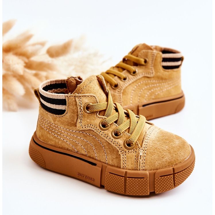 Sneakers alte per bambini con cerniera Camel Boone marrone 2