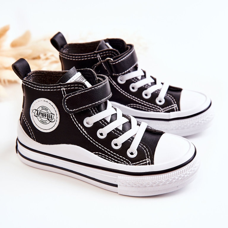 Sneakers Da Bambino In Pelle Con Velcro Nero Bruni 2