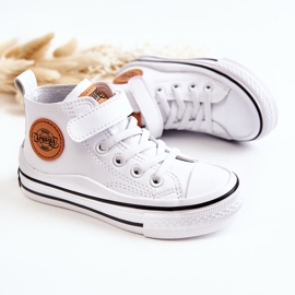 PA1 Sneakers Da Bambino In Pelle Con Velcro Bianco Bruni 2