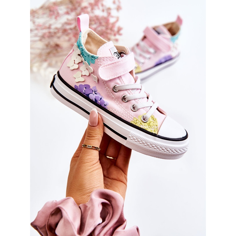 PA1 Sneakers alte da bambino in tessuto stampa Dorry rosa 1