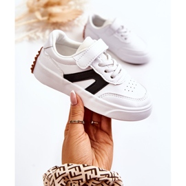 Scarpe sportive basse in pelle per bambini Jessie bianche e nere bianco 1