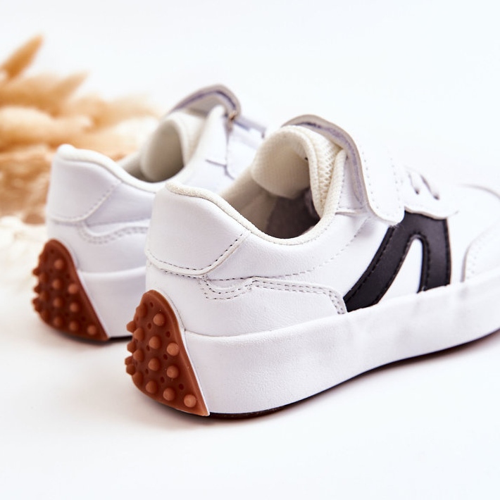 Scarpe sportive basse in pelle per bambini Jessie bianche e nere bianco 2