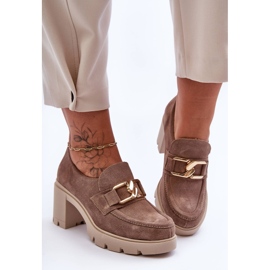 Scarpe eleganti su colonna con decoro dorato, Harmell beige 1