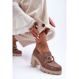 Scarpe eleganti su colonna con decoro dorato, Harmell beige 2