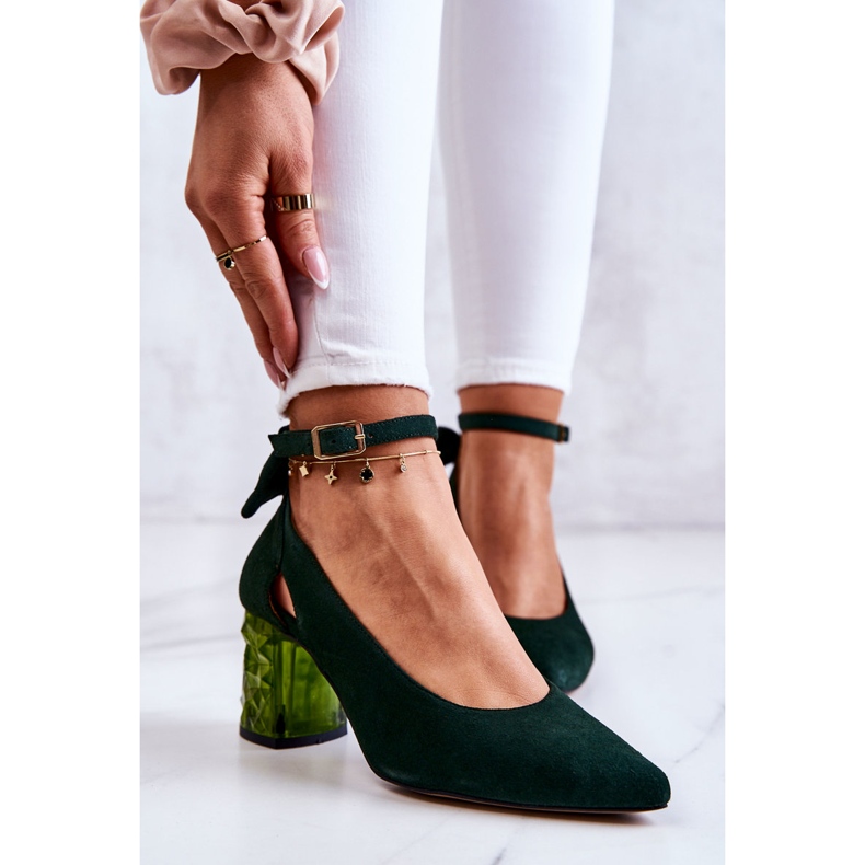 Décolleté in camoscio con fiocco Maciejka 05059-09 Verde scuro 2