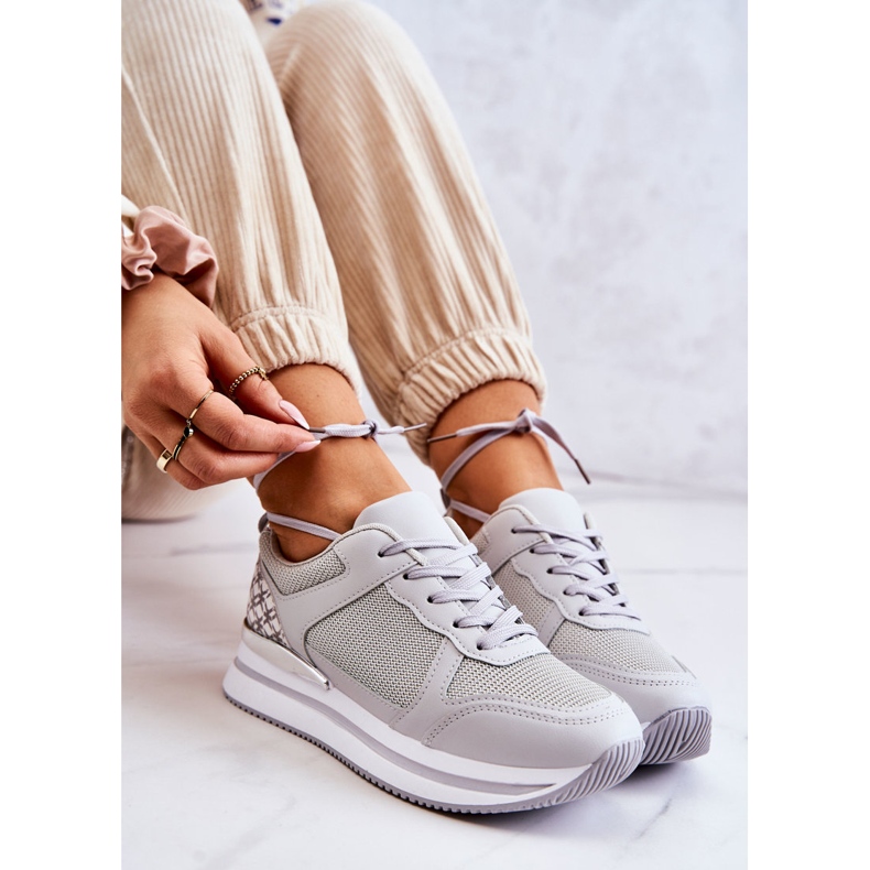 PG1 Scarpe Sportive Classiche Da Donna Su Zeppa Grigie Advanced d'argento grigio 1