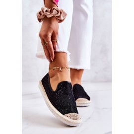 PG1 Espadrillas Da Donna In Tela Con Cubic Zirconia Deimos Nero 1