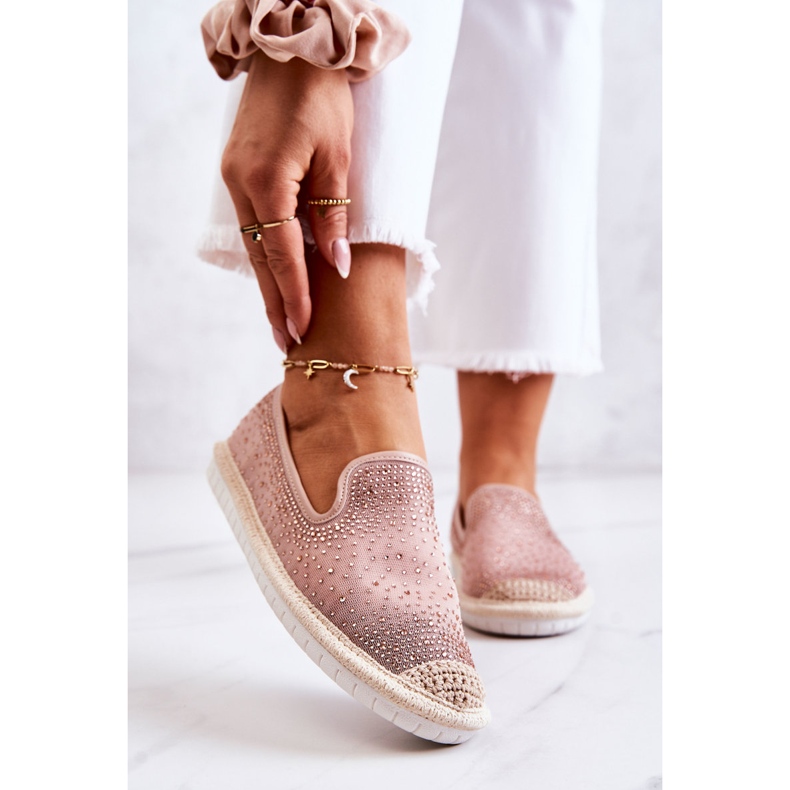 PG1 Espadrillas Da Donna In Tessuto Con Cubic Zirconia Rosa Deimos 1