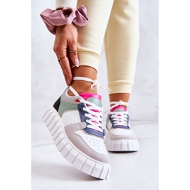 PS1 Scarpe Sportive da Donna in Pelle, Bianco-Grigio Fiorentino verde 2