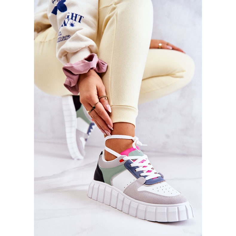 PS1 Scarpe Sportive da Donna in Pelle, Bianco-Grigio Fiorentino verde 1