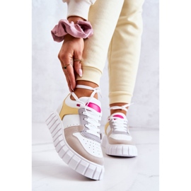 PS1 Scarpe Sportive da Donna in Pelle Fiorentina Bianca e Beige bianco giallo 1