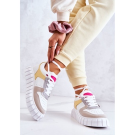 PS1 Scarpe Sportive da Donna in Pelle Fiorentina Bianca e Beige bianco giallo 2