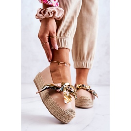 PS1 Espadrillas Da Donna In Pelle Con Catena Fantasia Beige rosa 1