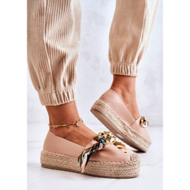 PS1 Espadrillas Da Donna In Pelle Con Catena Fantasia Beige rosa 2