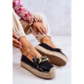 PS1 Espadrillas Da Donna In Pelle Con Catena Fantasia Nera nero 2