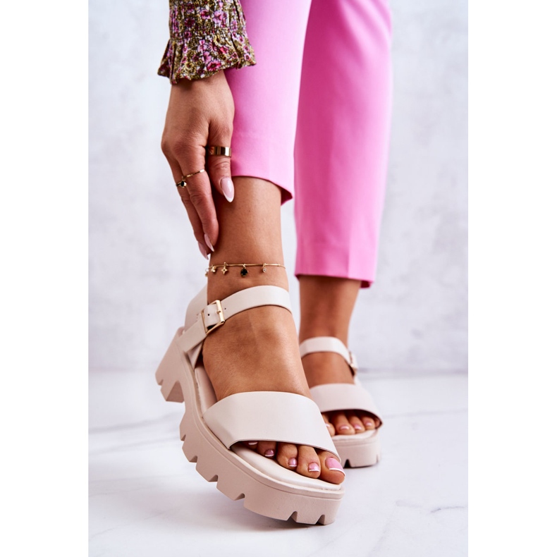 PS1 Sandali In Pelle Su Tacco Alto Beige Sovie 1