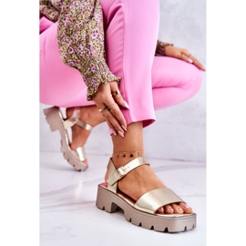 PS1 Sandali con tacco in pelle Golden Sovie d'oro 1