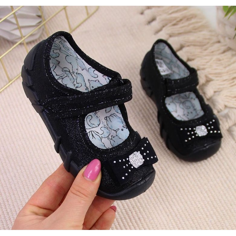 Pantofole Ballerine Bambina Con Velcro Befado Nere nero 1