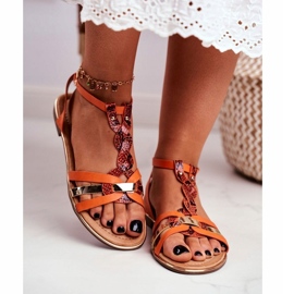Eleganti sandali da donna Snake Orange Eco-Leather arancia 3