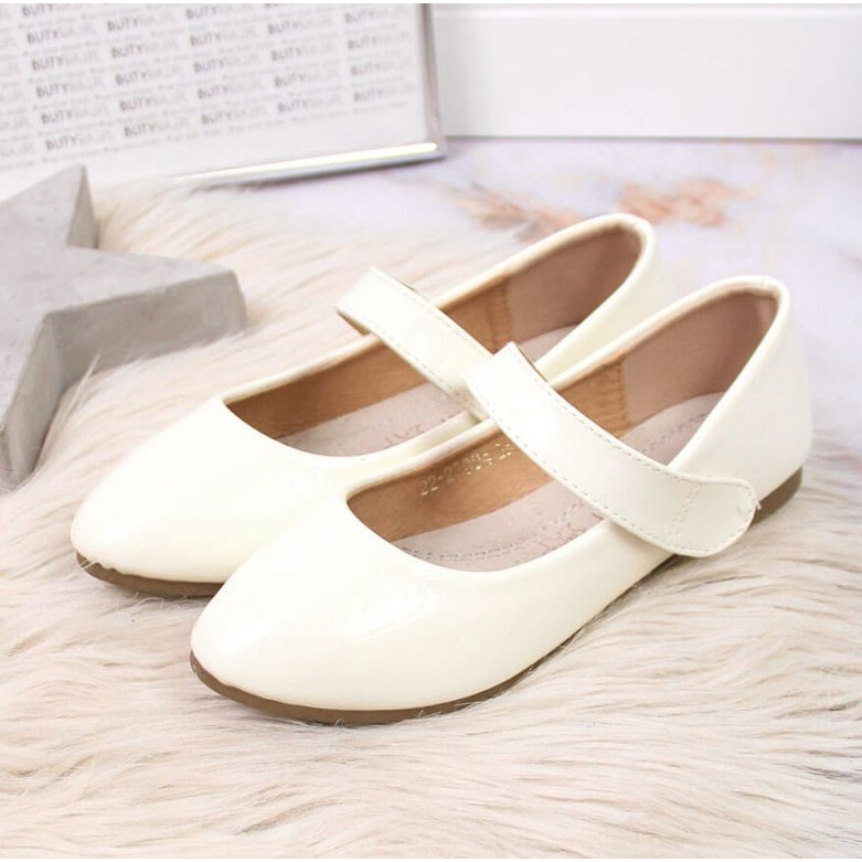 Ballerine da bambina con velcro Comunione Potocki bianco bianca 2