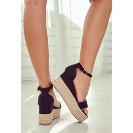 FW1 Sandali Da Donna Su Una Zeppa Con Cubic Zirconia Linette Nero 2