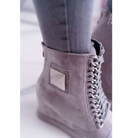 Sneakers Donna Lu Boo Con Catene Scamosciato Grigio Monica 3