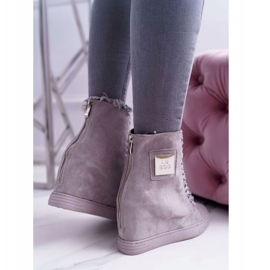 Sneakers Donna Lu Boo Con Catene Scamosciato Grigio Monica 4