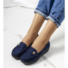 Mocassini blu navy sulla zeppa Stapper 1