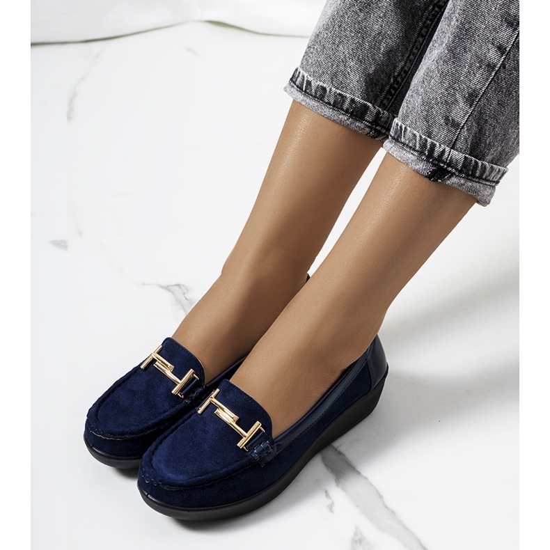 Mocassini blu navy sulla zeppa Marinke 1