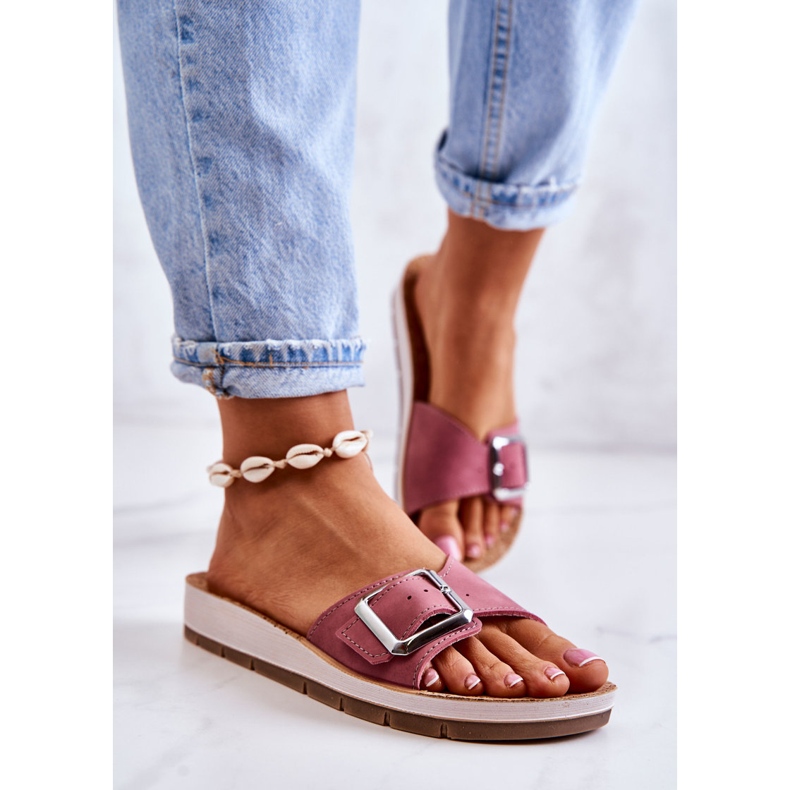 Pantofole Alla Moda Da Donna Con Fibbia Inblu CP000031 Rosa 2