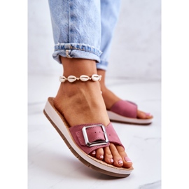 Pantofole Alla Moda Da Donna Con Fibbia Inblu CP000031 Rosa 1