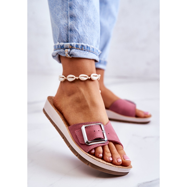 Pantofole Alla Moda Da Donna Con Fibbia Inblu CP000031 Rosa 1