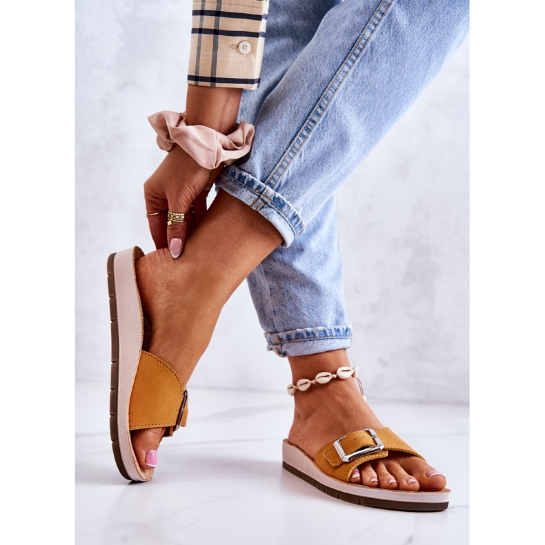 Pantofole Da Donna Alla Moda Con Fibbia Inblu CP000031 Giallo 2