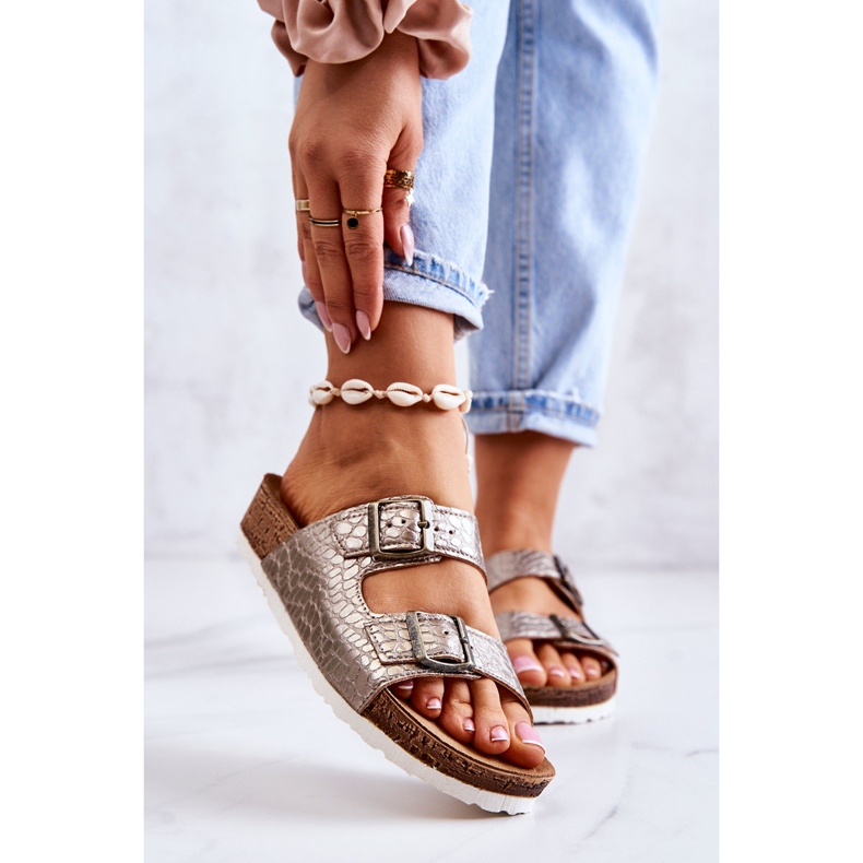 Ciabatte Donna Fibbie Inblu NM000027 Argento beige 1