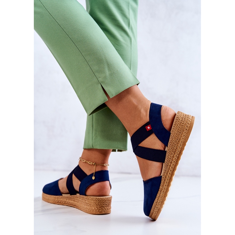Espadrillas da donna in camoscio Big Star JJ276037 Blu Navy 1