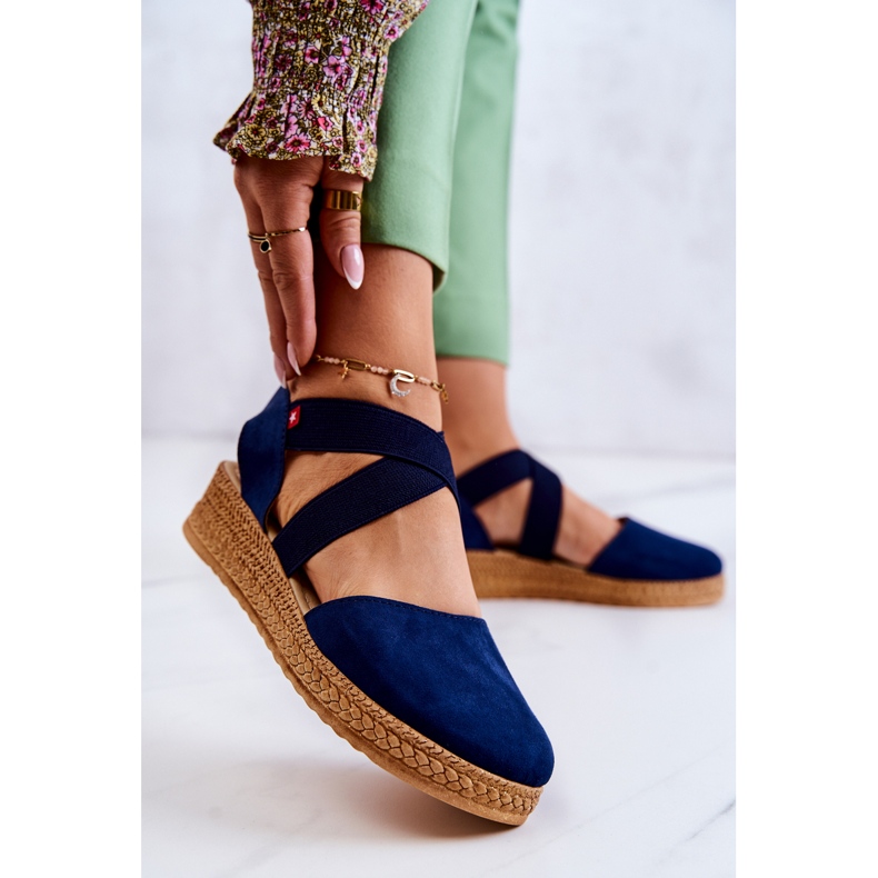 Espadrillas da donna in camoscio Big Star JJ276037 Blu Navy 2