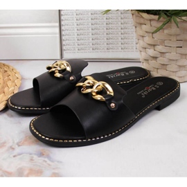 Ciabatte nere con catena W S. Barski nero 2