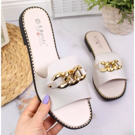 Ciabatte dorate con catena W S. Barski beige d'oro 1