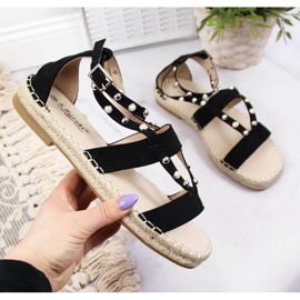 Sandali neri espadrillas con perle W S.Barski nero 1