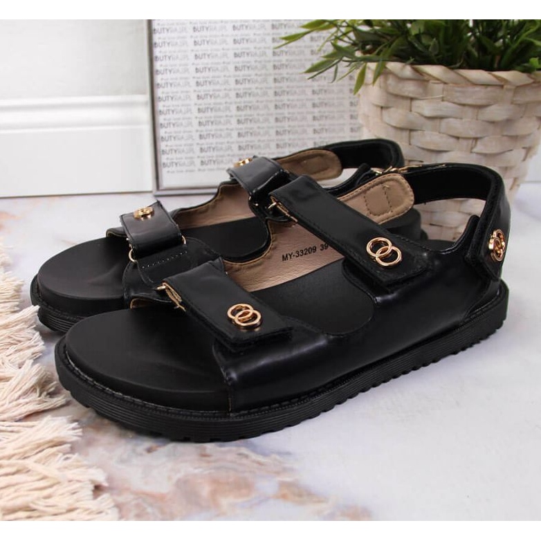 Sandali neri con velcro In S. Barski nero 2