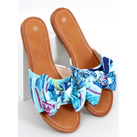 Ciabattine Lotos blu con stampa floreale multicolore 1